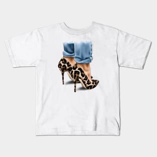 Leopard Heels Kids T-Shirt